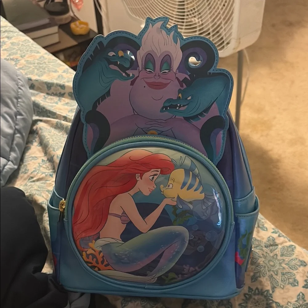 Disney Blue Little Mermaid Backpack with Ariel and Ursula - Picture 1 of 4